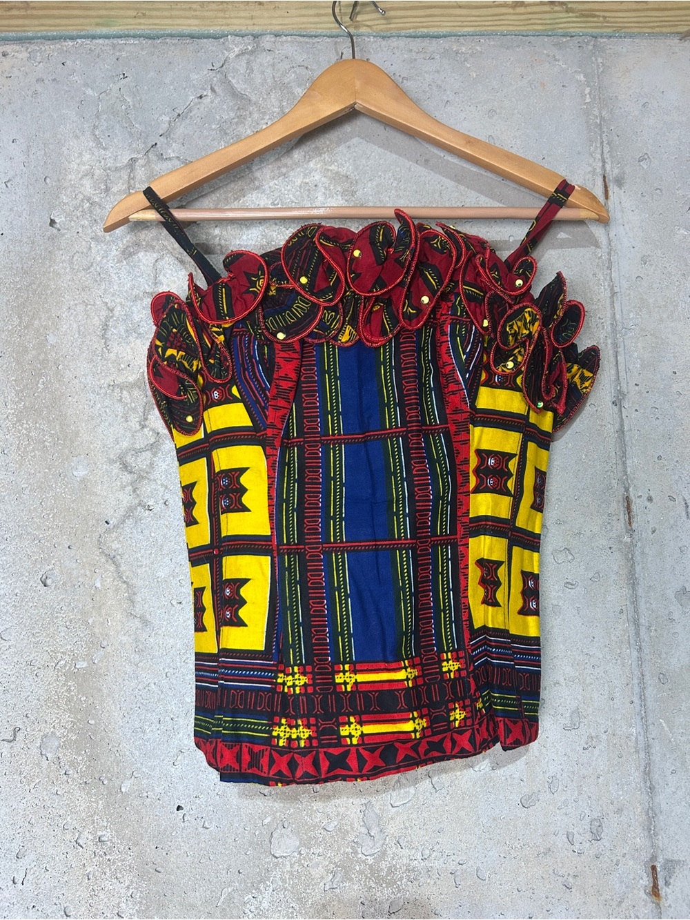 Handmade structured African print ruffles corset top xs xxs